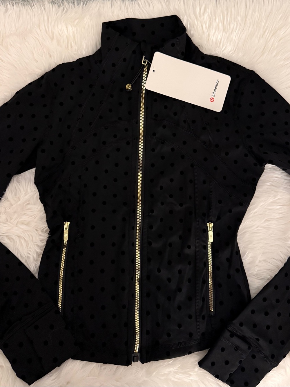 Cropped lululemon athletica Women’s Black Polka Dot Zip-Up Jacket